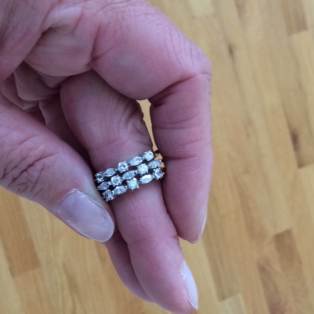 Silver And Rhinestone Stackable Rings - image 3